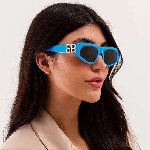 NEW BALENCIAGA BB0095S 011 OVAL BLUE GREY WOMEN SUNGLASSES BALENCIAGA - Picture 7 of 15